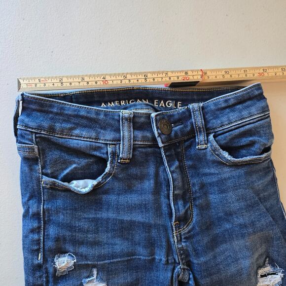 American Eagle Jegging Women's 00 Short Blue Next Level Stretch Distressed - Picture 11 of 16